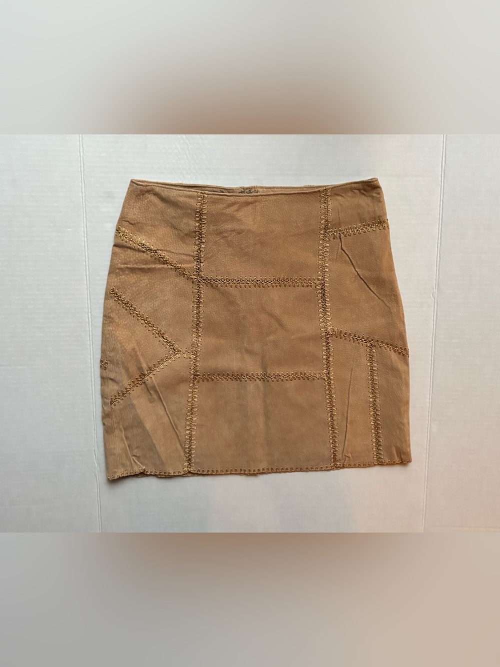 Dynamite 100% suede leather patchwork boho mini skirt vintage western cowgirl